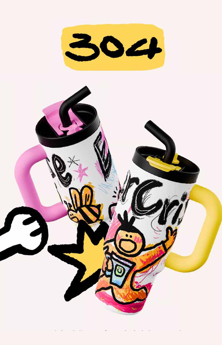 Two dopamine tumblers clinking glasses, social and fun hydration moment