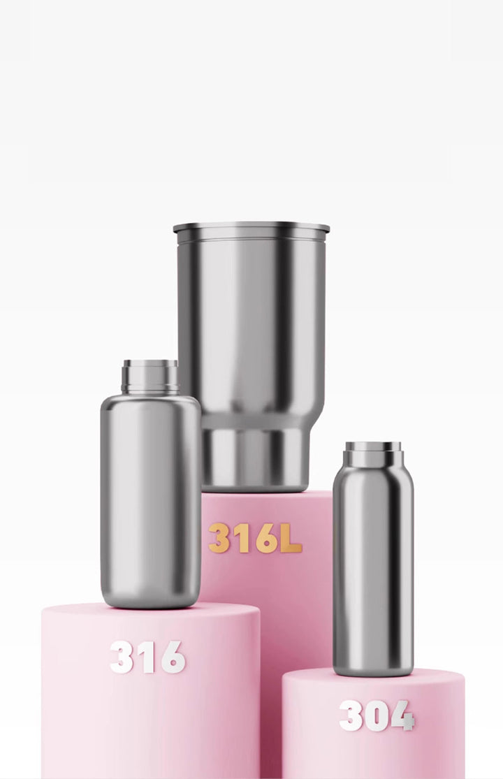 Close-up of stainless steel inner insulation, safe BPA-free food-grade material