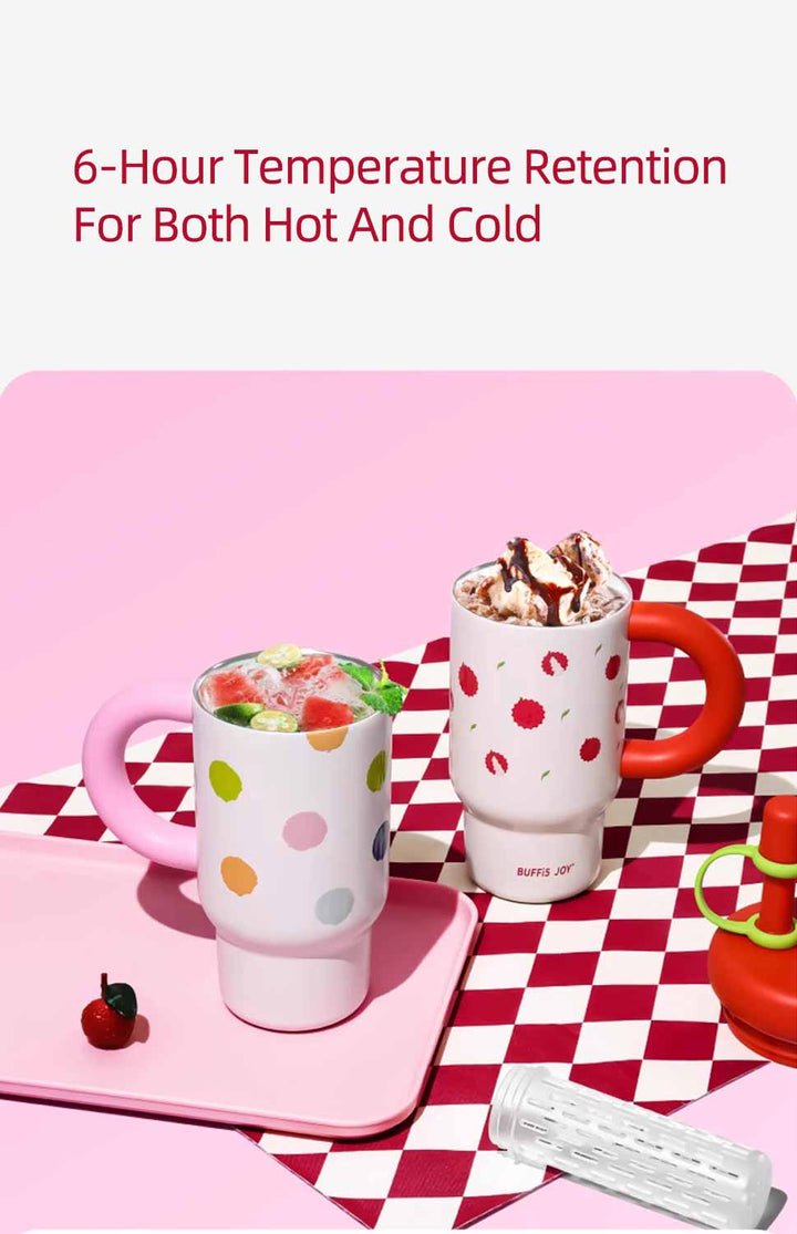 Lychee and pink bottles on checkered cloth with dopamine colors, cozy lifestyle scene