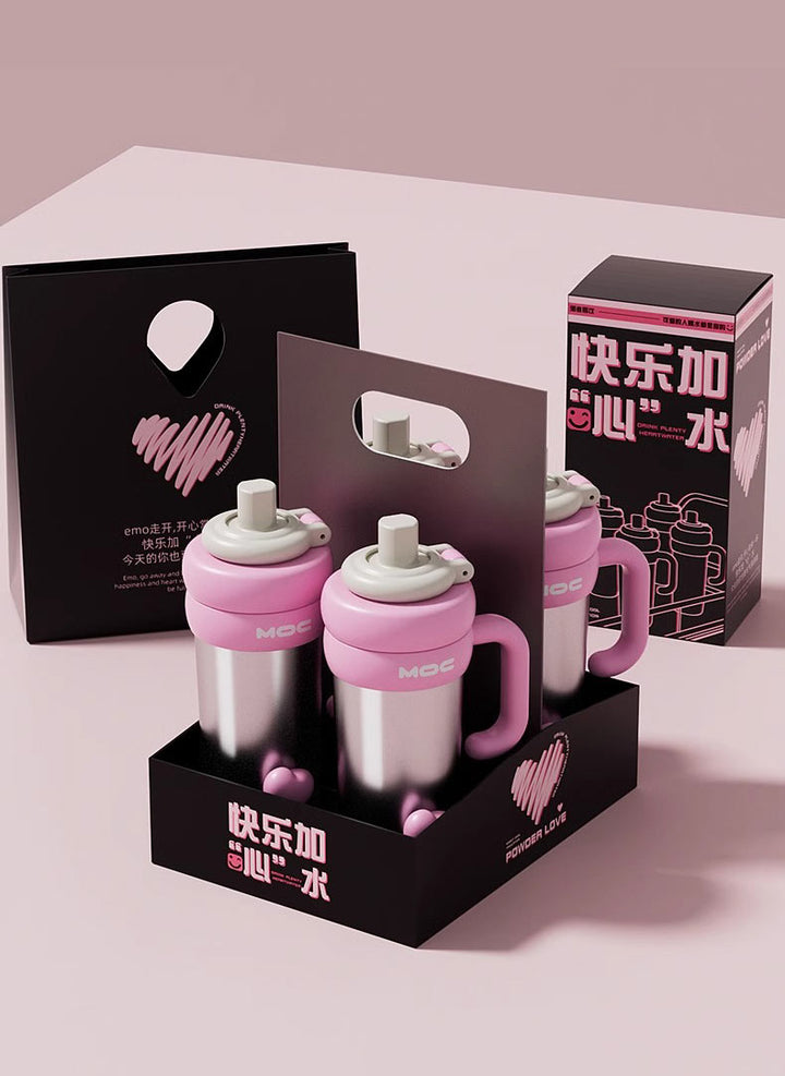MyLaEvo pink weekday bottle displayed inside matching box in full pink space