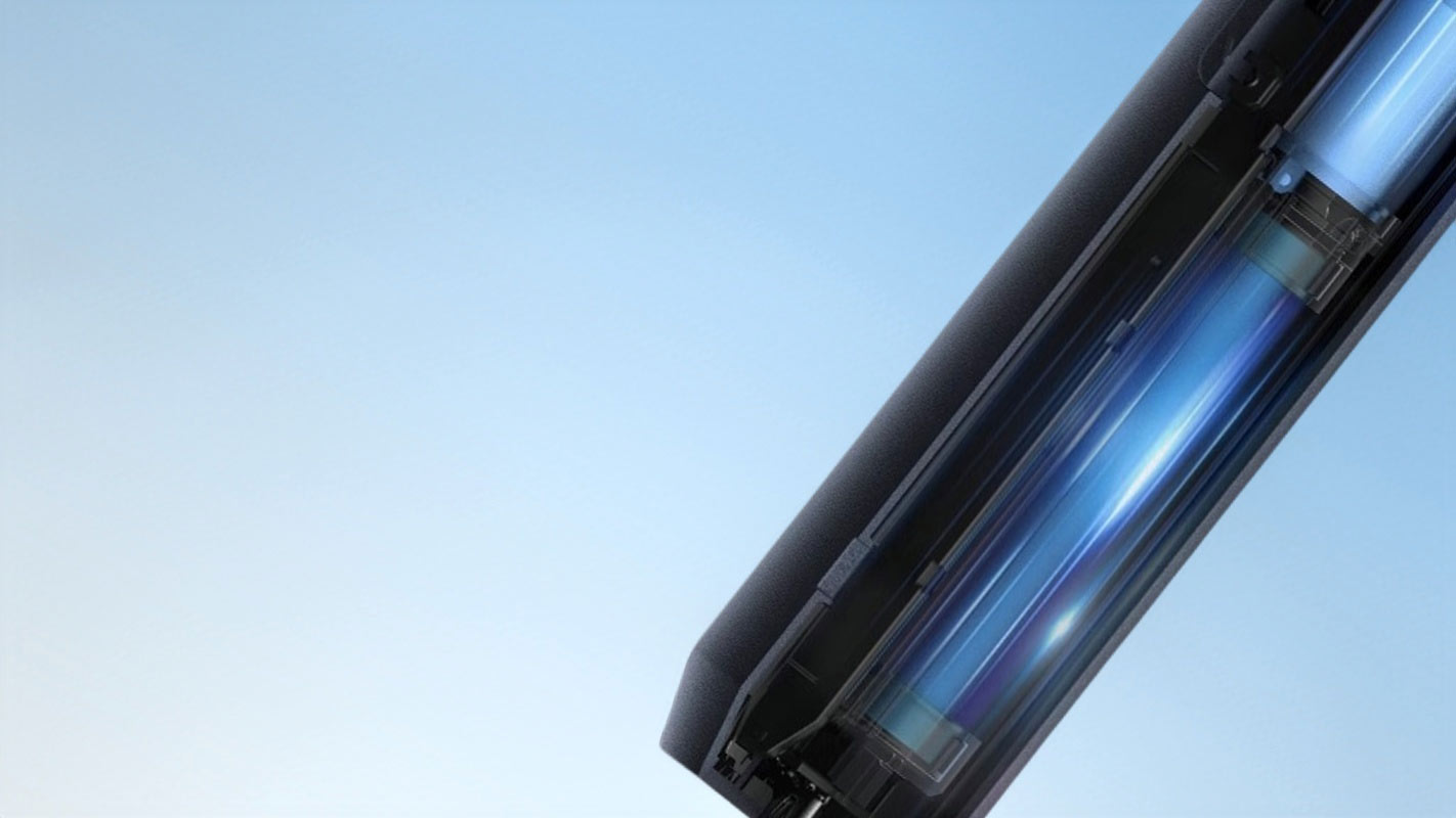 3D visualization of the product surrounded by dynamic blue energy waves, highlighting its powerful energy and advanced technology.