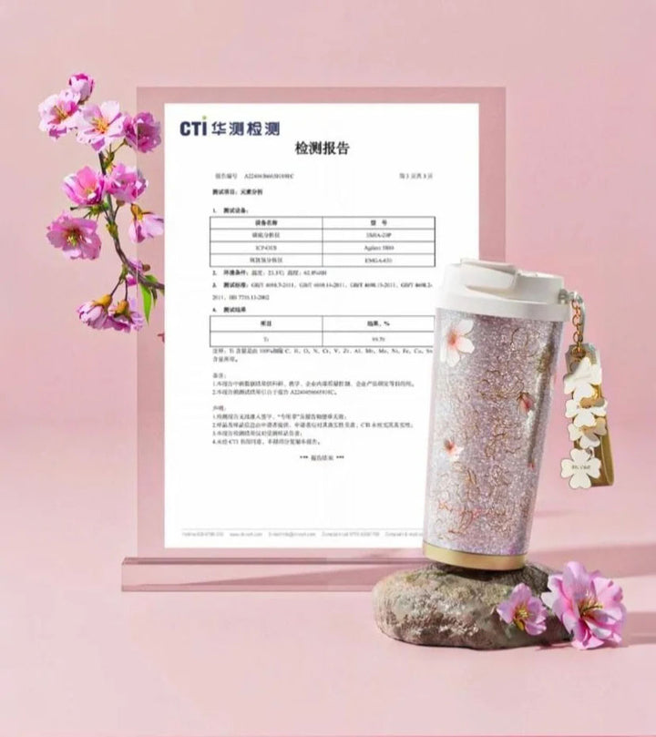 MyLaEvo product displayed with certificate of quality in background, pink floral setting emphasizes trusted safety