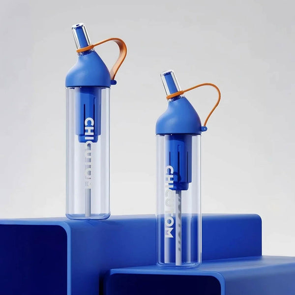 Two blue products showcased in minimalist space, highlighting sleek design and modern appeal.